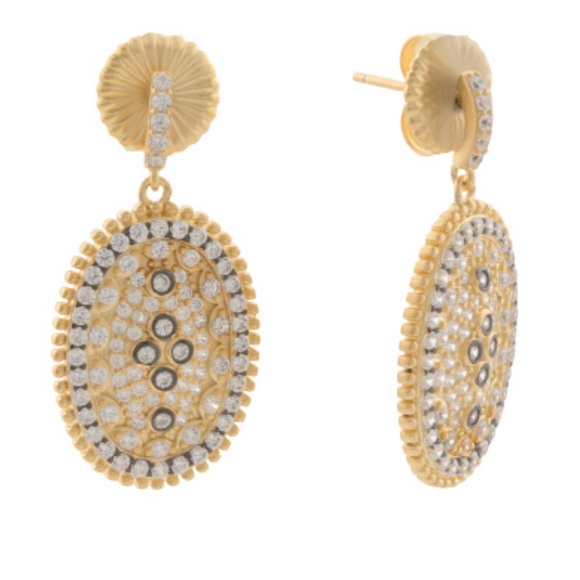 Freida Rothman Jewelry - Freida Rothman 14Karat Gold Plated Sterling Silver Clover Shield Earings New